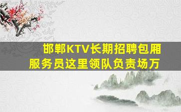 邯郸KTV长期招聘包厢服务员这里领队负责场万
